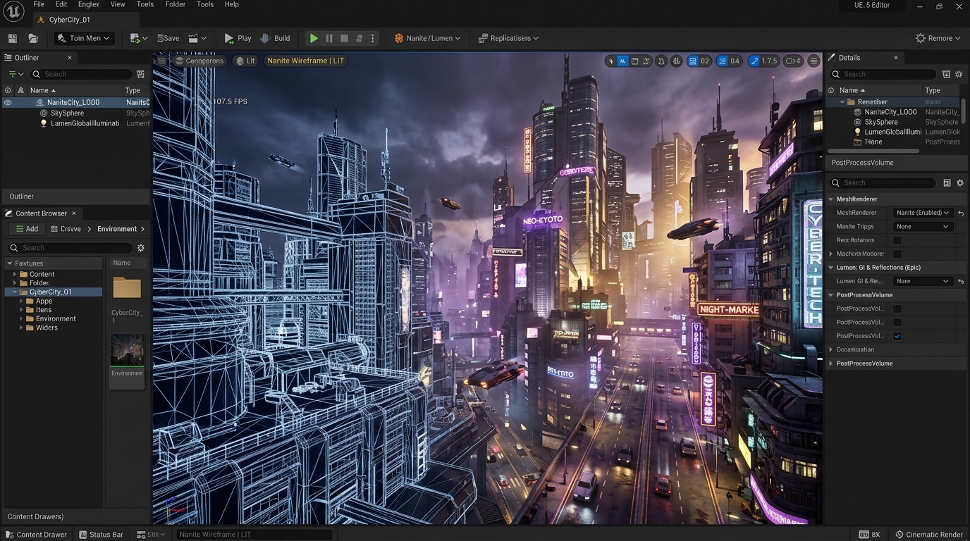 Unreal Engine 5 Nanite and Lumen Viewport